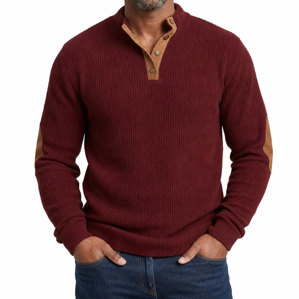 Jameson Elbow Patch Sweater - Color:Red;Size:XS