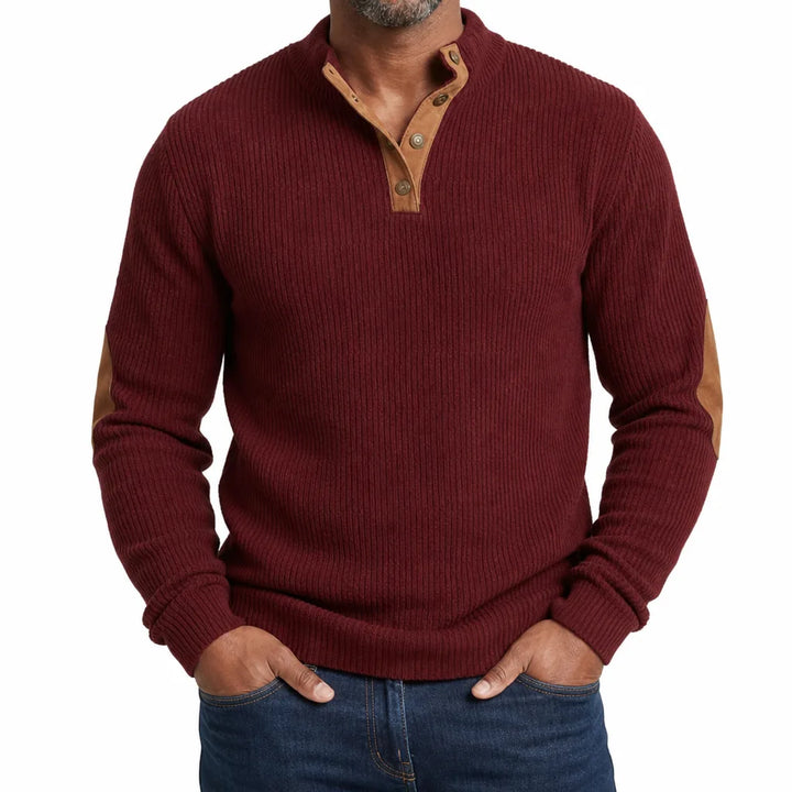 Jameson Elbow Patch Sweater - Color:Red;Size:XS