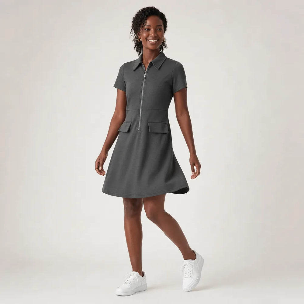 Women's Gray Carlson Polo Midi Dress