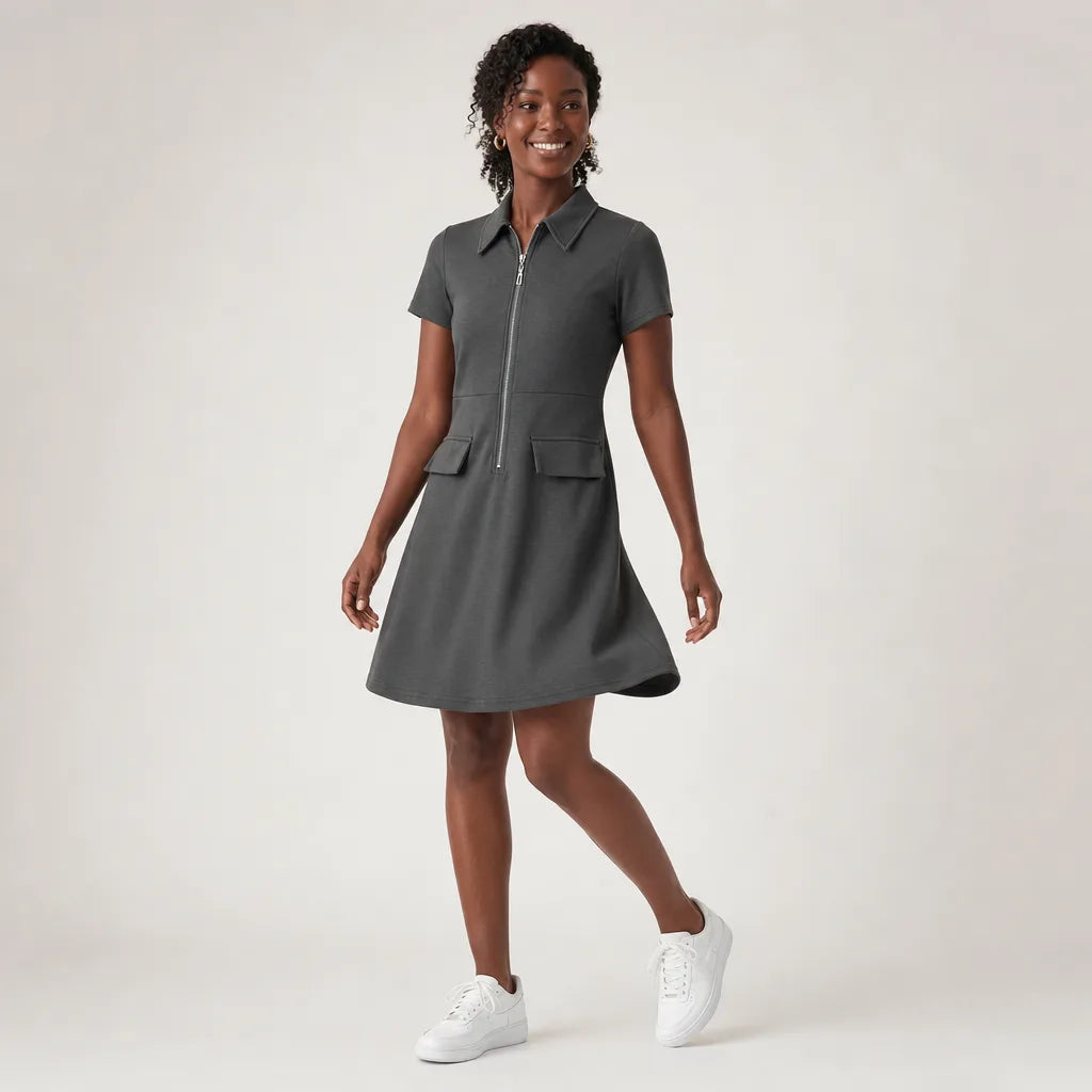 Women's Gray Carlson Polo Midi Dress