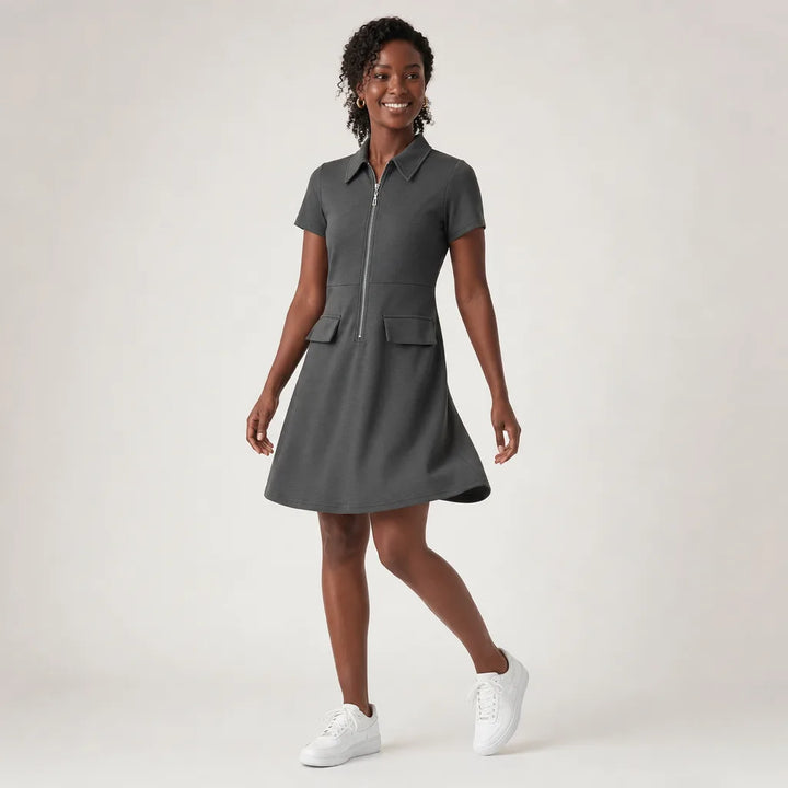 Women's Gray Carlson Polo Midi Dress