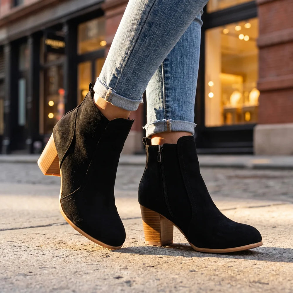Women's Black Tate Side-Zip Ankle Boots