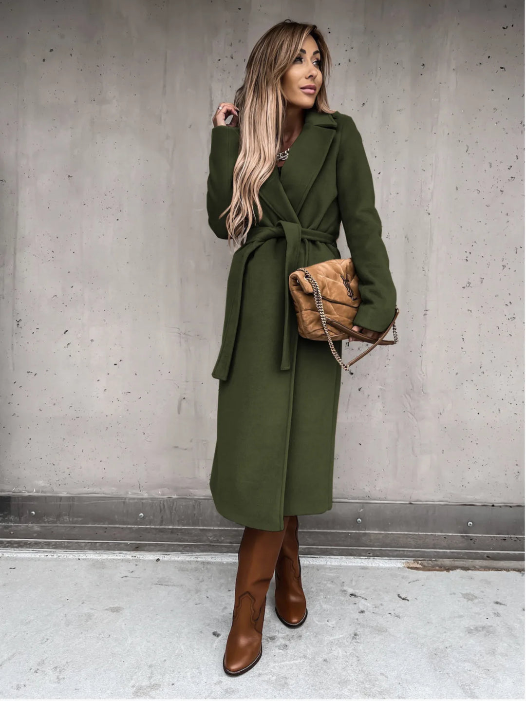 Jasmin | Women's Belted Trench Coat  - Size:XS;Color:Army Green