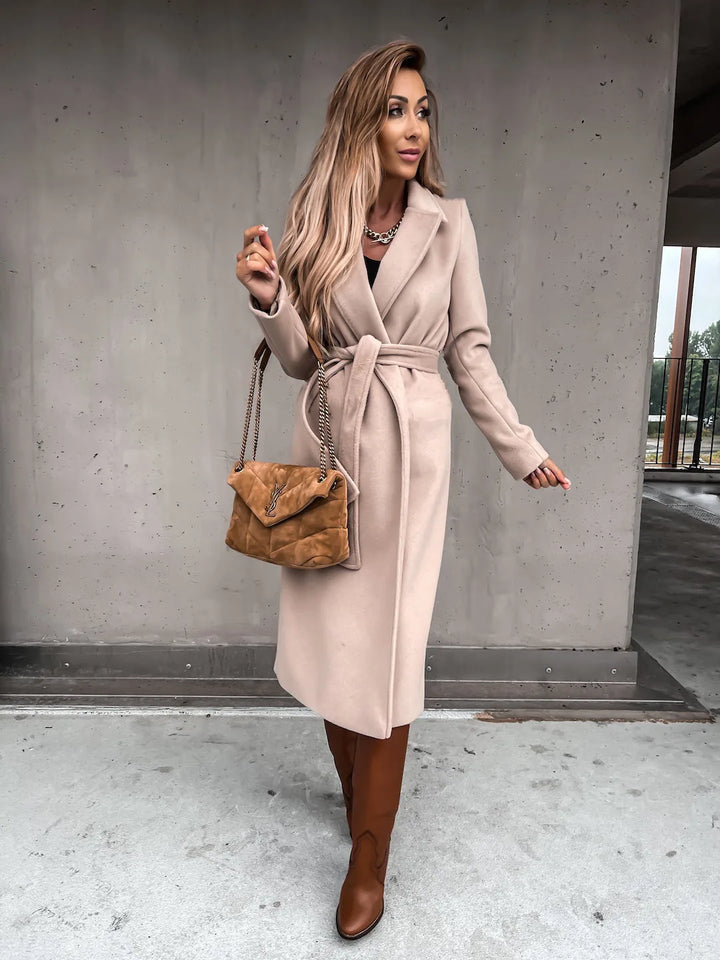 Jasmin | Women's Belted Trench Coat  - Size:XS;Color:Beige