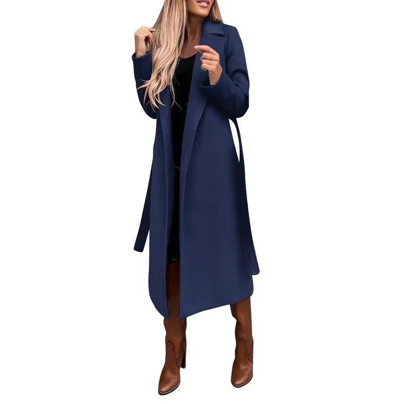 Jasmin | Women's Belted Trench Coat  - Size:XS;Color:Blue