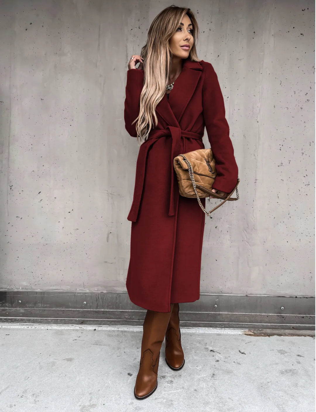 Jasmin | Women's Belted Trench Coat  - Size:XS;Color:Red