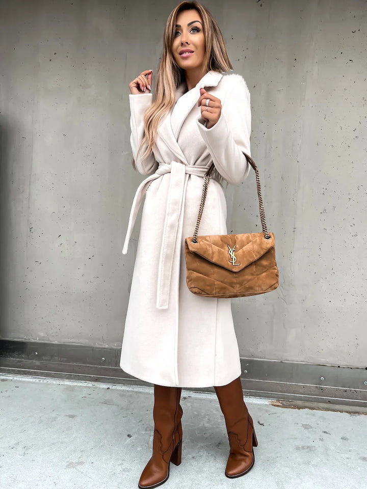 Jasmin | Women's Belted Trench Coat  - Size:XS;Color:White