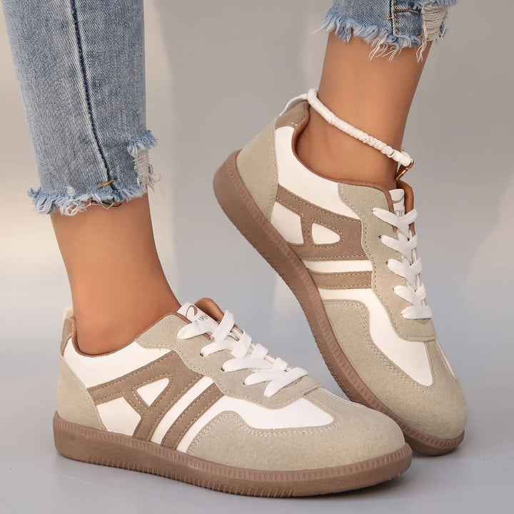 Jasmine Round Toe Sneakers - Color:Beige;Size:36
