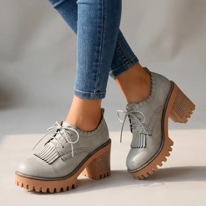 Jasmine | Women's Orthopedic Lace-Up Derbies - Color:Gray;Size:35