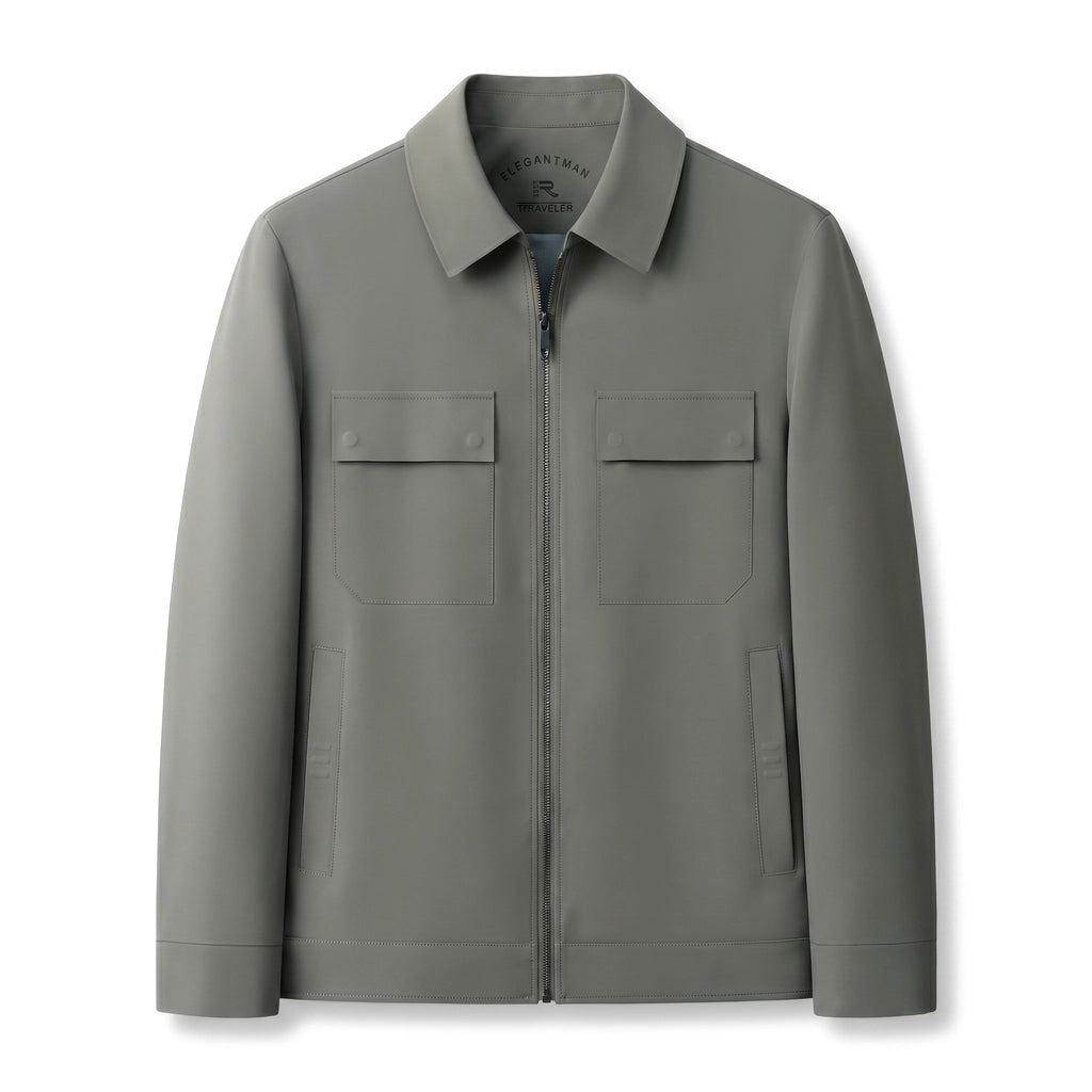 Jaxson Collared Jacket - Color:Khaki;Size:S