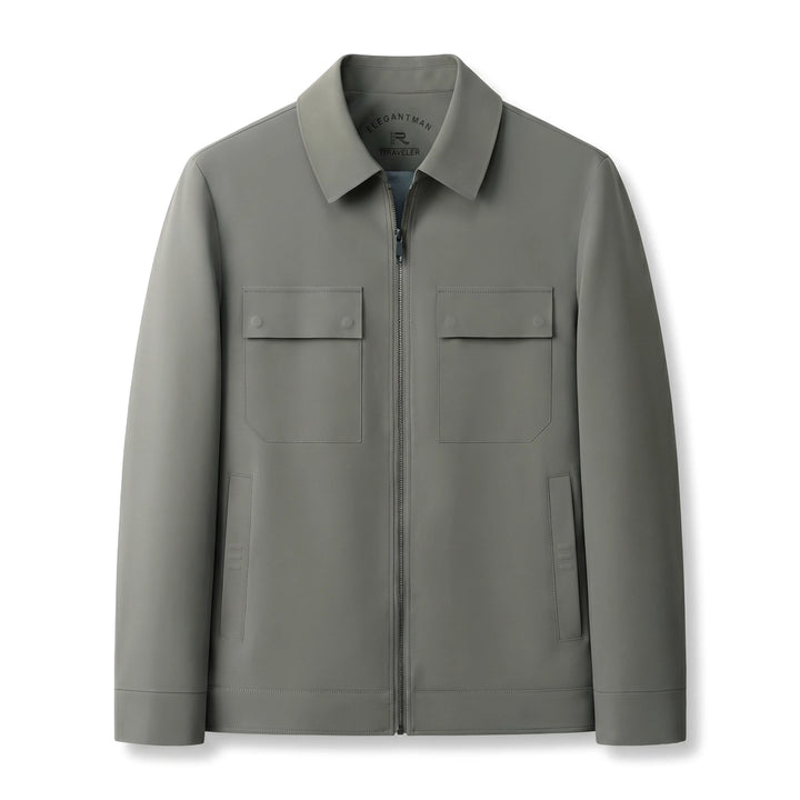 Jaxson Collared Jacket - Color:Khaki;Size:S