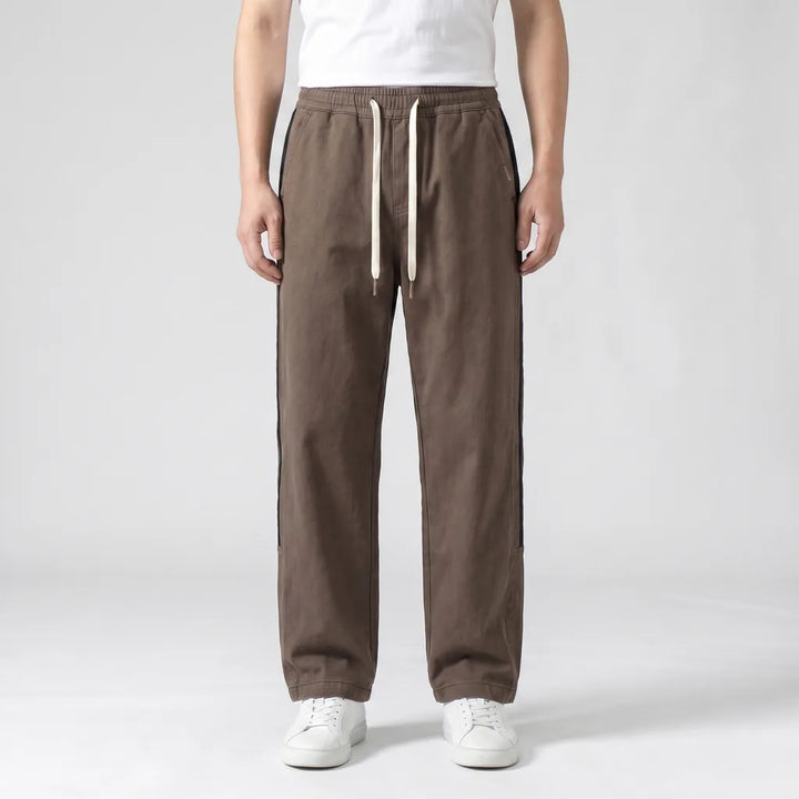 Men's 6816 Thick Coffee Hartley Striped Wide-Leg Trousers