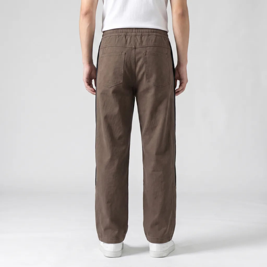 Men's 6816 Thick Coffee Hartley Striped Wide-Leg Trousers