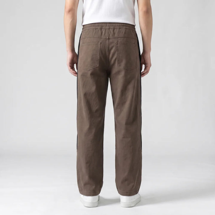 Men's 6816 Thick Coffee Hartley Striped Wide-Leg Trousers