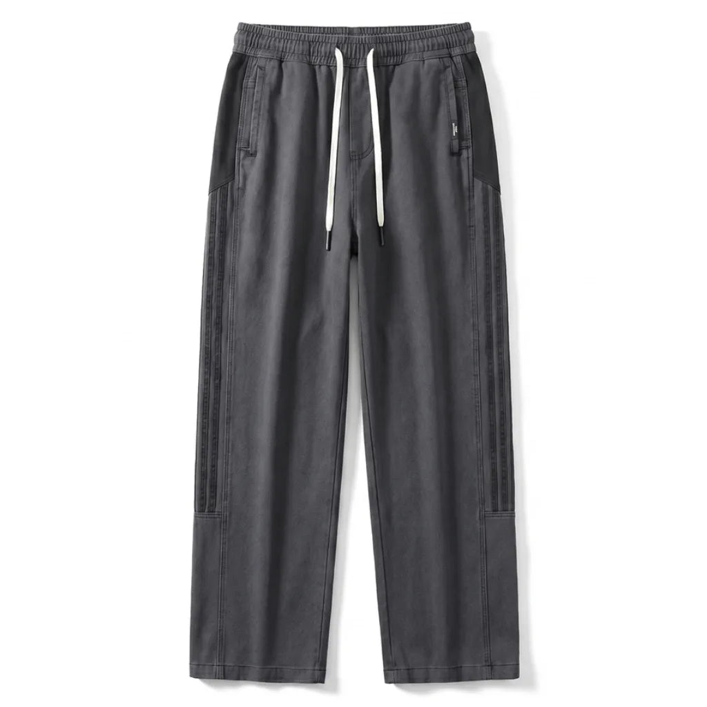 Jay Striped Wide-Leg Pants - Color:Dark Gray;Size:M