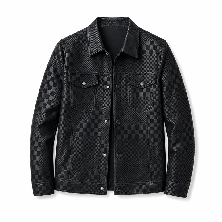 Men's Black Liana Plaid Collar Jacket
