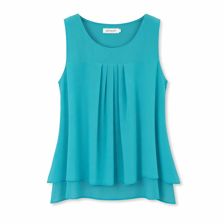 Jemma Sleeveless Top - Color:Blue;Size:S