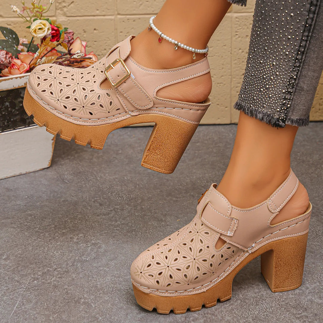 Jennifer | Women's Orthopedic Platform Clogs - Color:Apricot;Size:35
