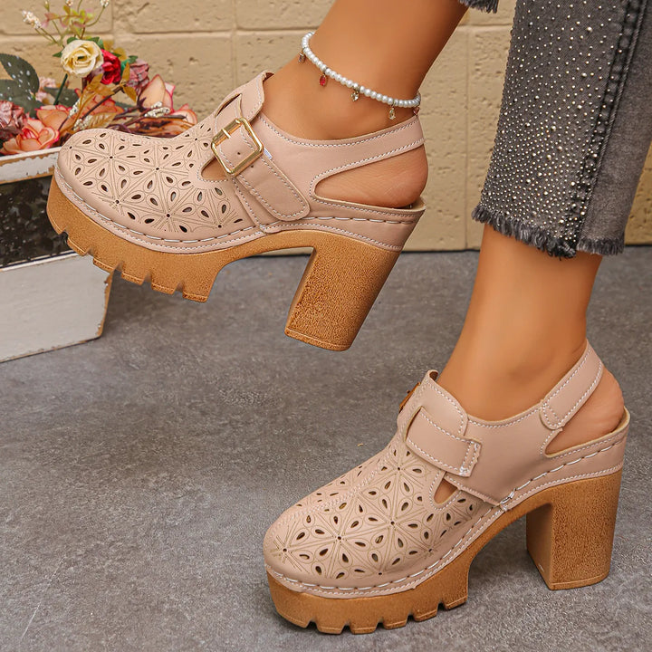 Jennifer | Women's Orthopedic Platform Clogs - Color:Apricot;Size:35