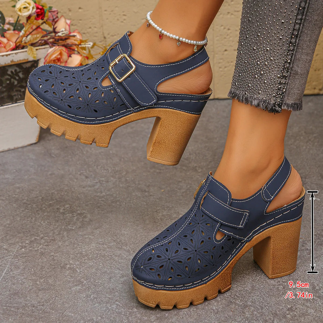 Jennifer | Women's Orthopedic Platform Clogs - Color:Navy Blue;Size:35