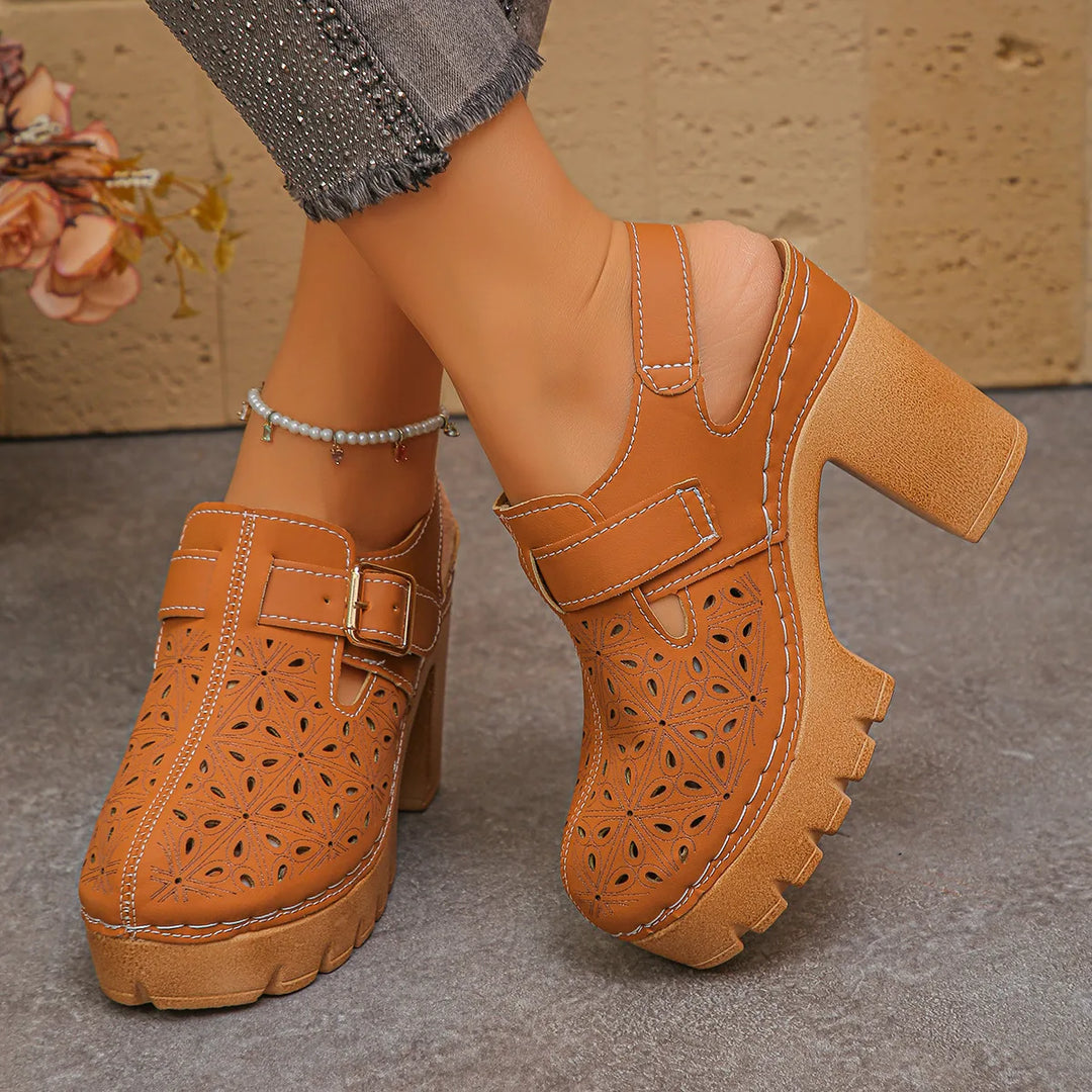 Jennifer | Women's Orthopedic Platform Clogs - Color:Orange;Size:35