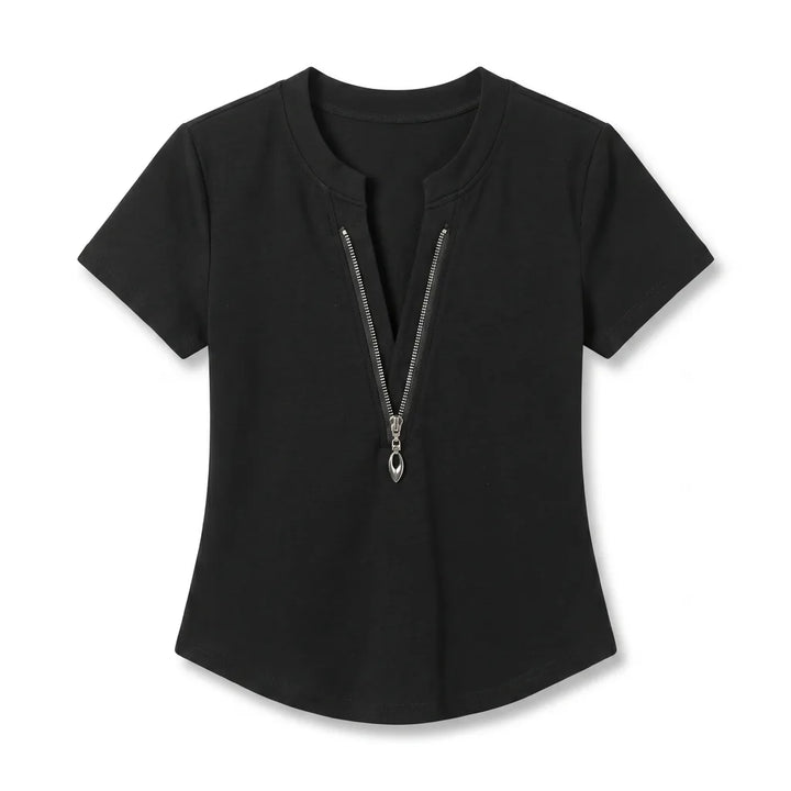 Jessica V-Neck T-Shirt - Color:Black;Size:XS
