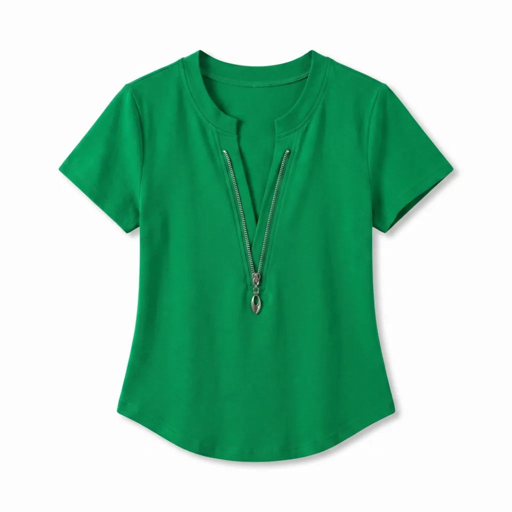 Jessica V-Neck T-Shirt - Color:Green;Size:XS