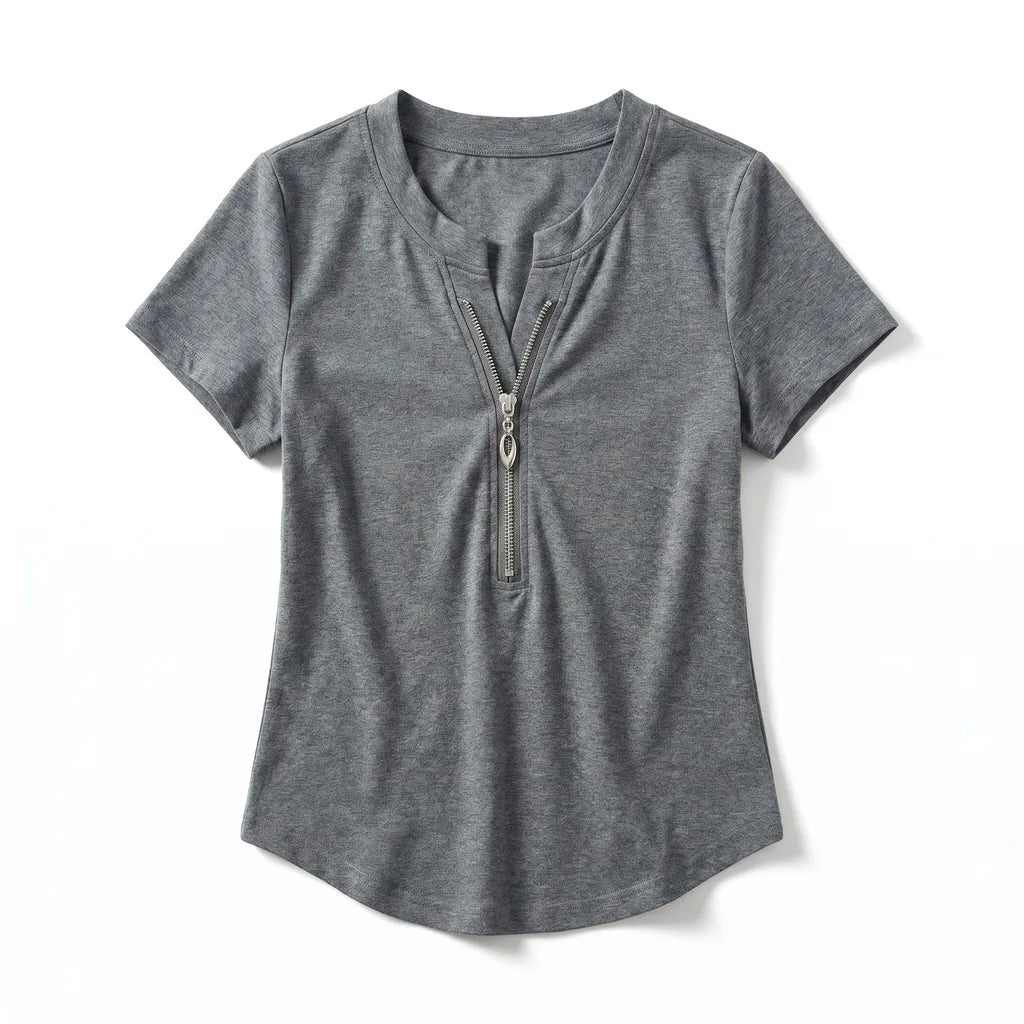 Jessica V-Neck T-Shirt - Color:Grey ;Size:XS