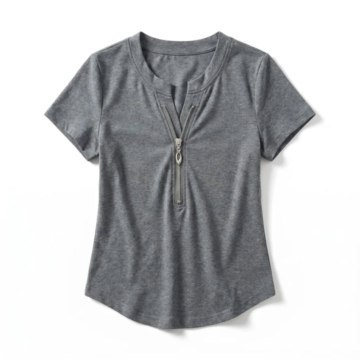 Jessica V-Neck T-Shirt - Color:Grey ;Size:XS