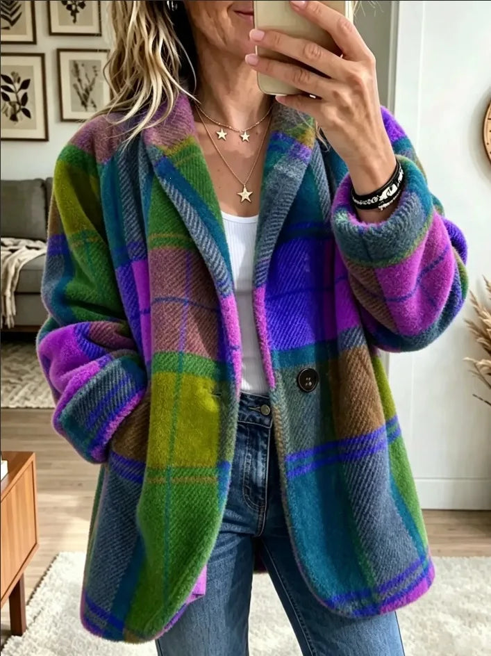 Jessie | Women's Cozy Flannel Jacket  - Size:XS;Color:Neptune