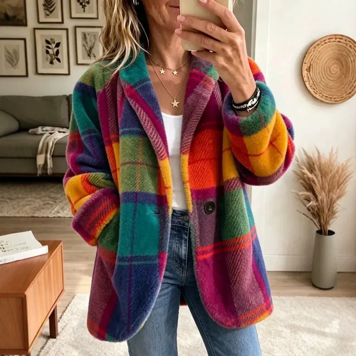 Jessie | Women's Cozy Flannel Jacket  - Size:XS;Color:Rainbow