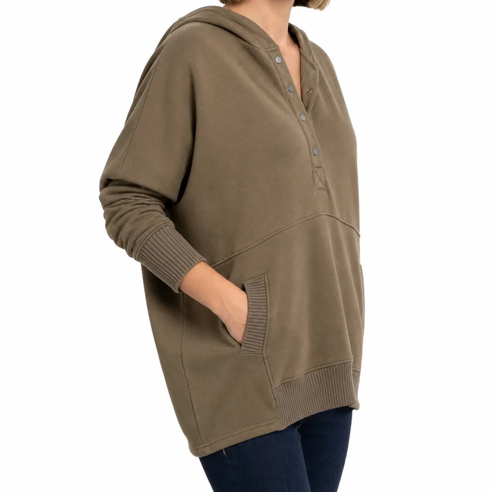 Women's Brown Lila V-Neck Hooded Sweatshirt