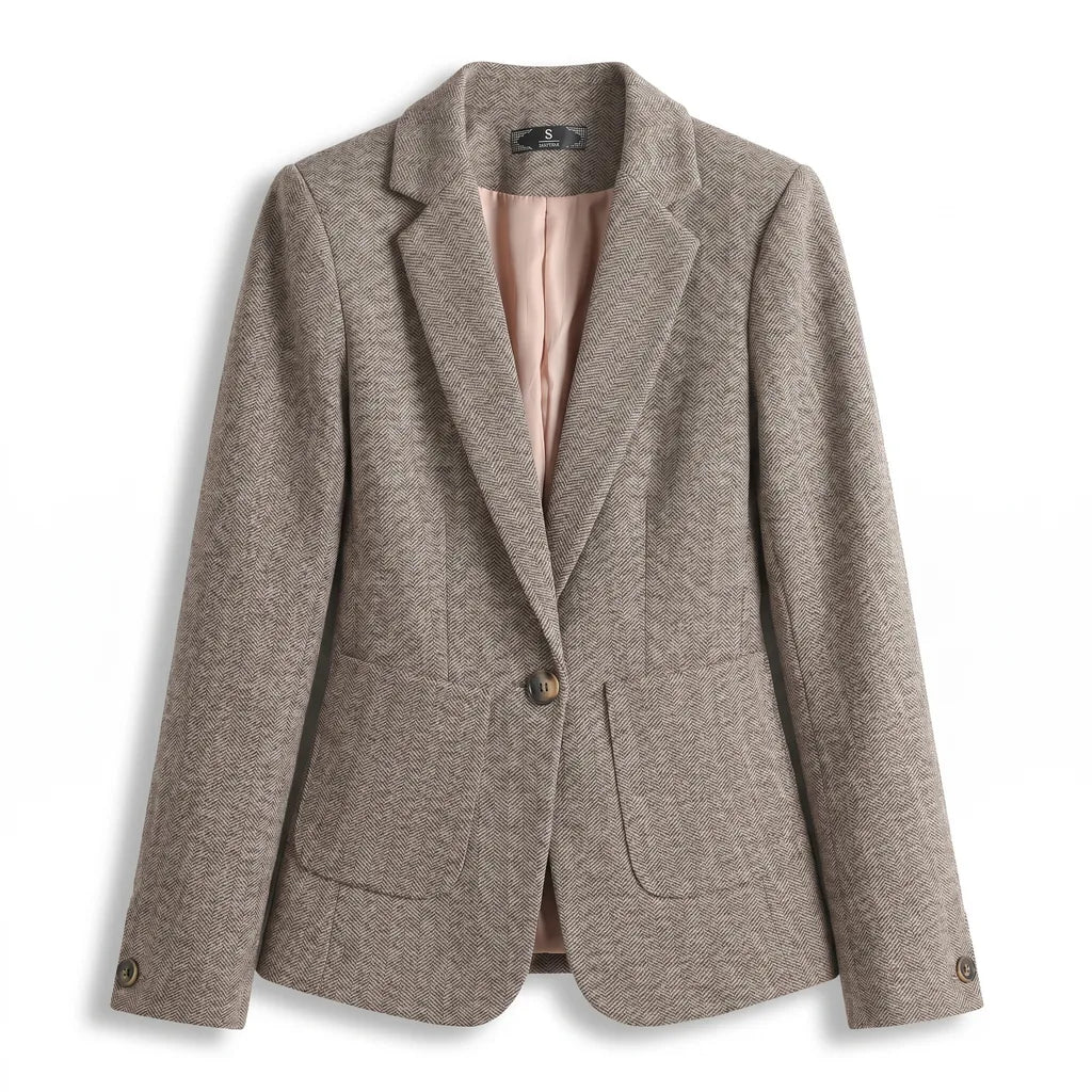 Joan Single Button Blazer - Color:Brown;Size:XS
