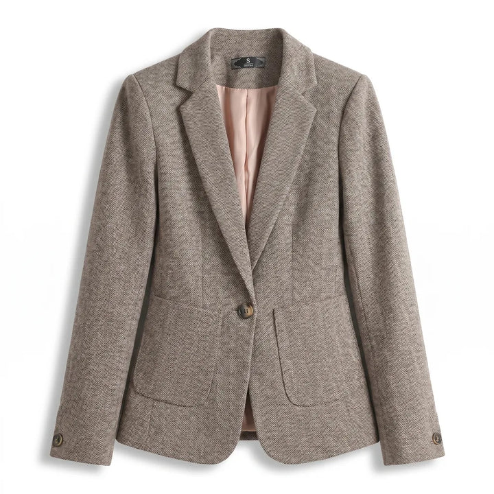 Joan Single Button Blazer - Color:Brown;Size:XS