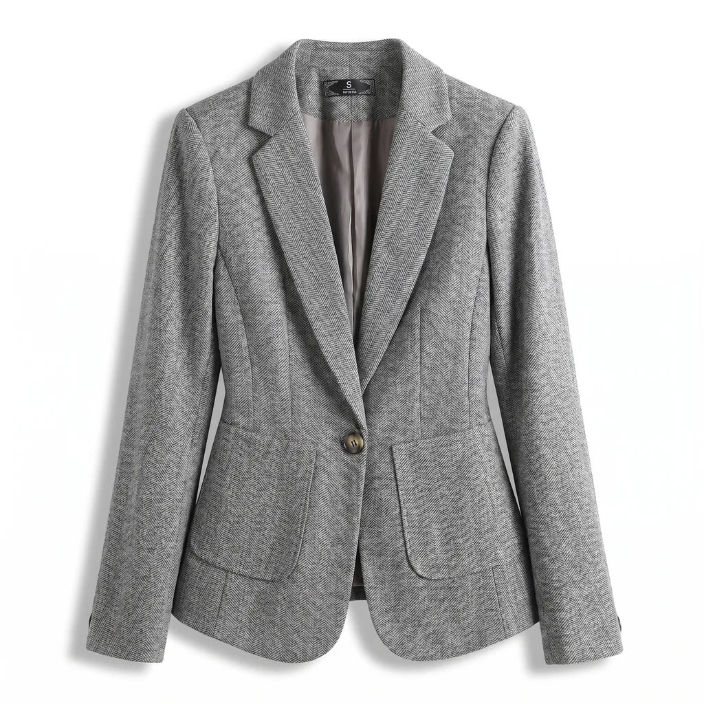 Joan Single Button Blazer - Color:Gray;Size:XS