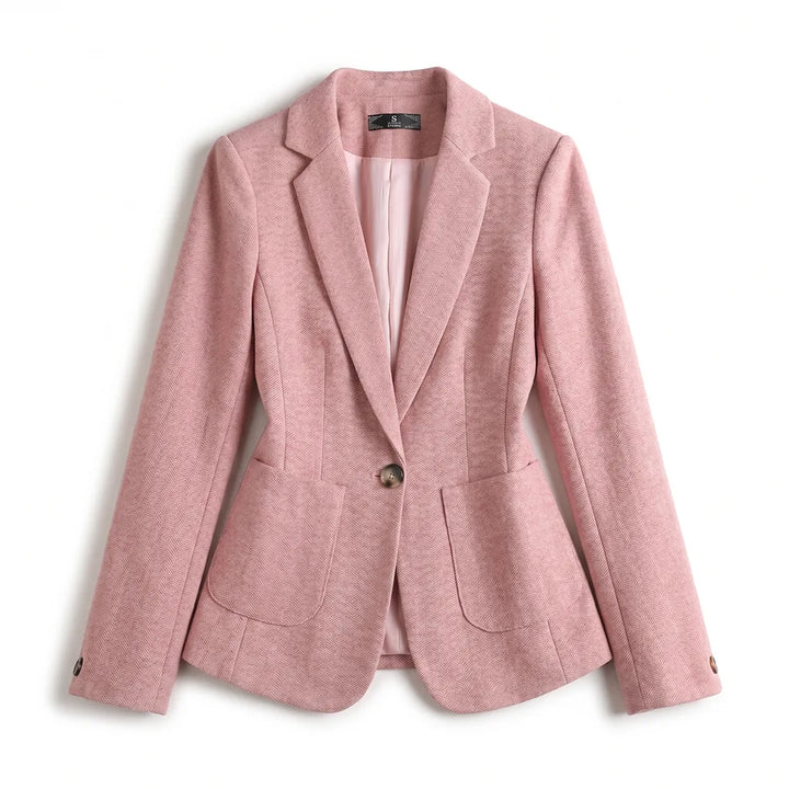 Joan Single Button Blazer - Color:Pink;Size:XS