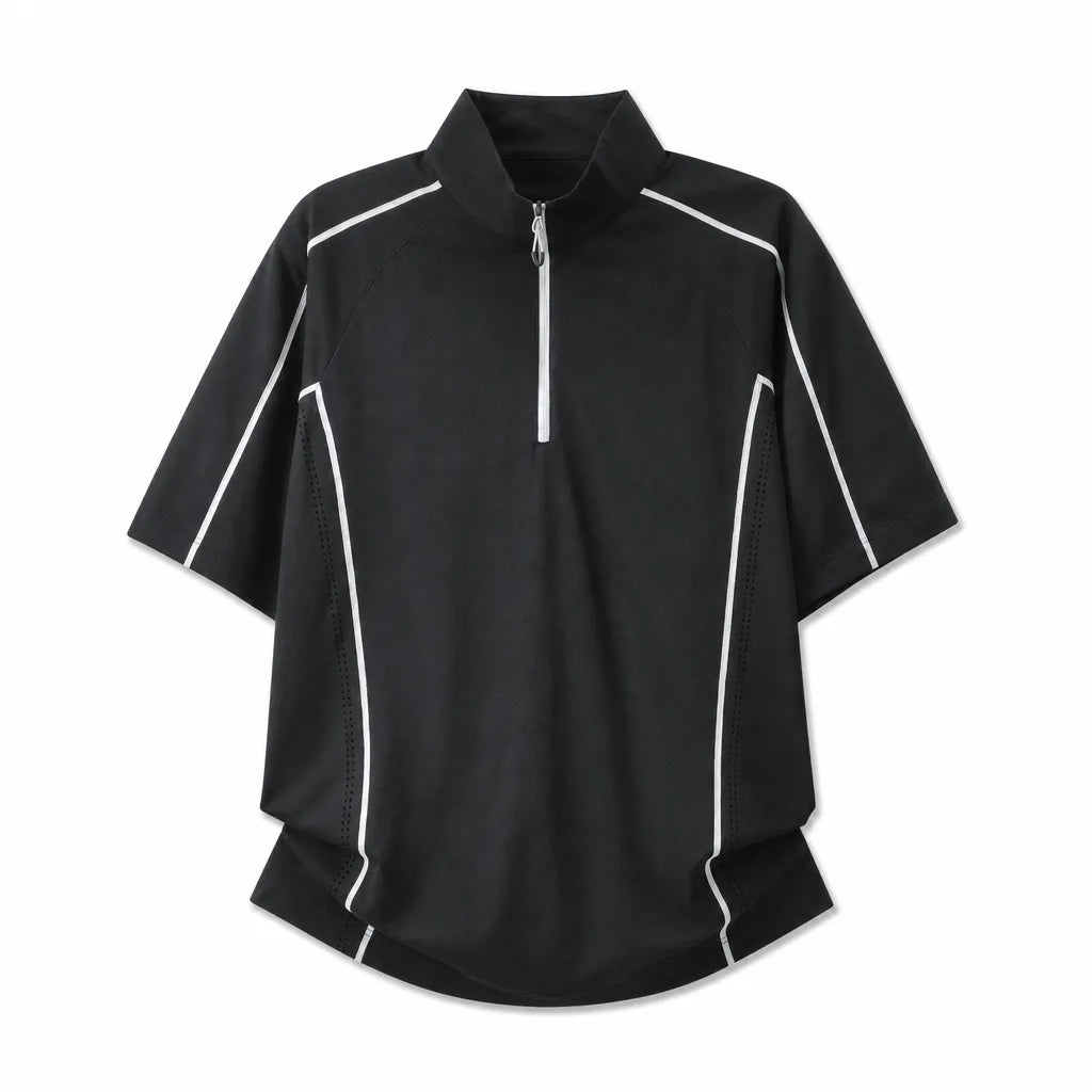 John Zip Knit Top - Color:Black;Size:S
