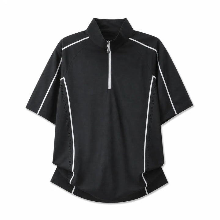 John Zip Knit Top - Color:Black;Size:S