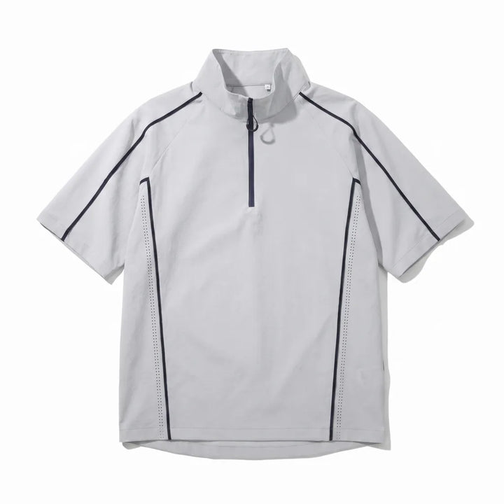 John Zip Knit Top - Color:Gray;Size:S