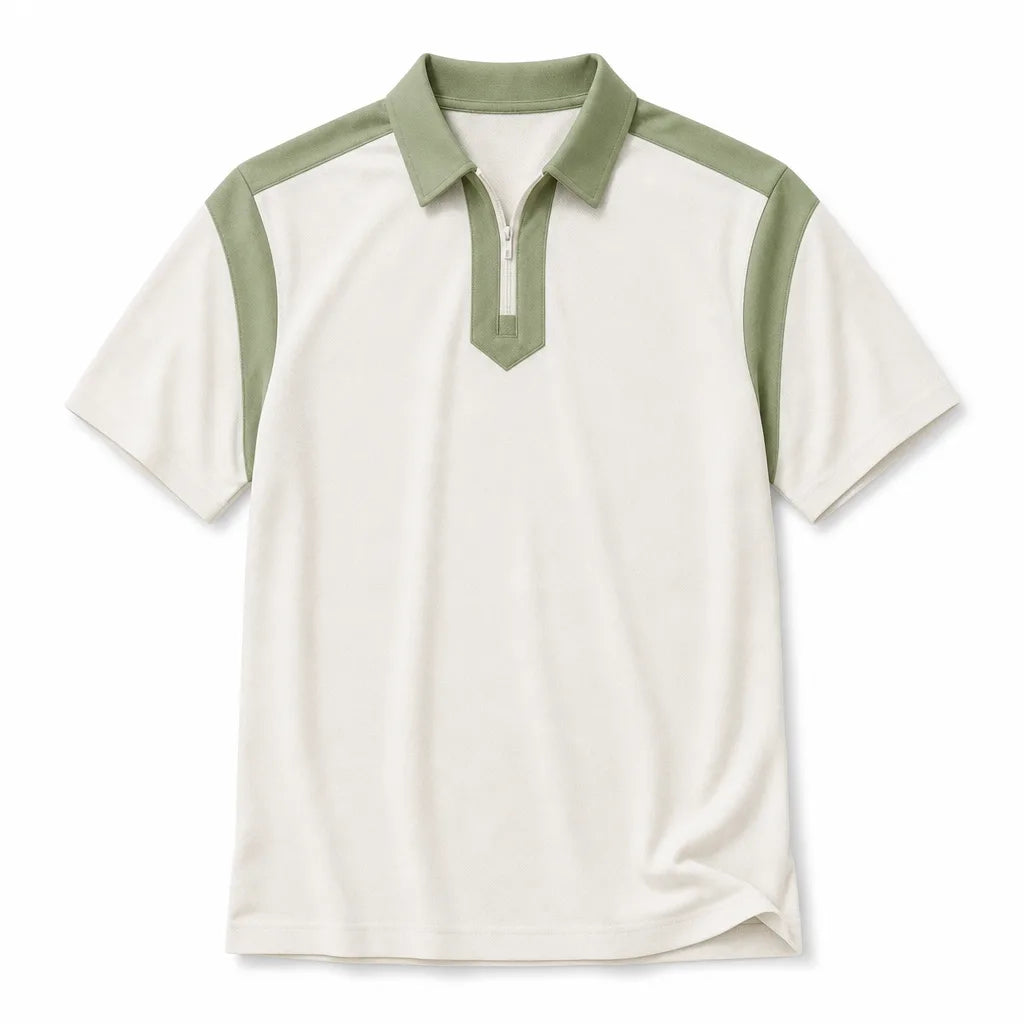 Johnathan Colorblock Polo - Color:Beige;Size:XS