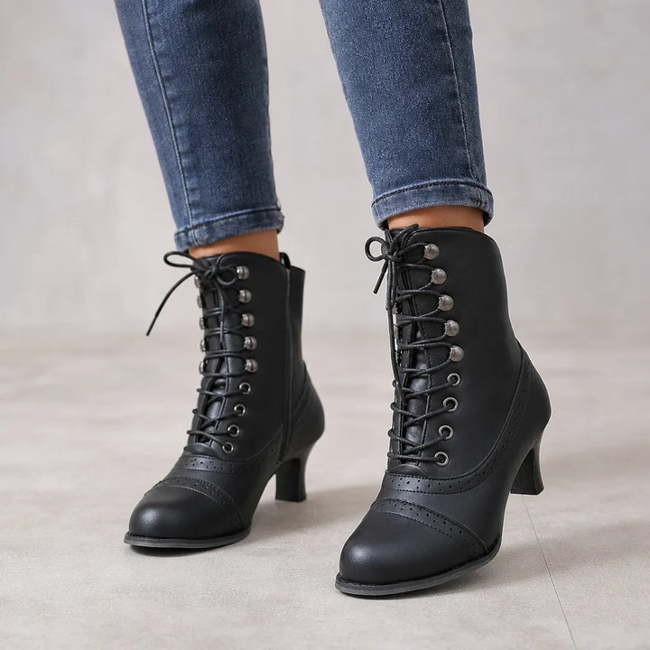Women's Black Forrest Lace-Up Heeled Boots
