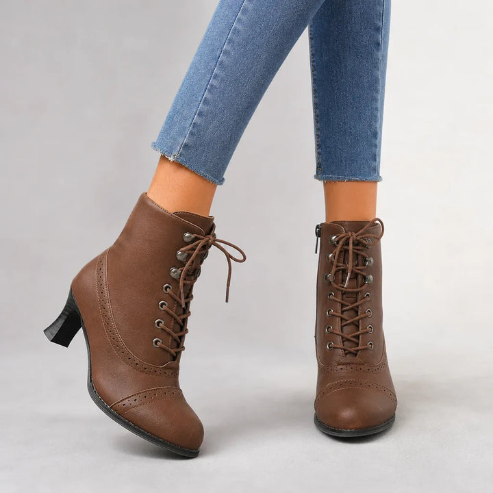 Women's Brown Forrest Lace-Up Heeled Boots