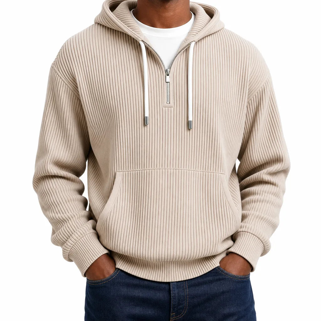 Jones Quarter Zip Hoodie - Color:Beige;Size:XS