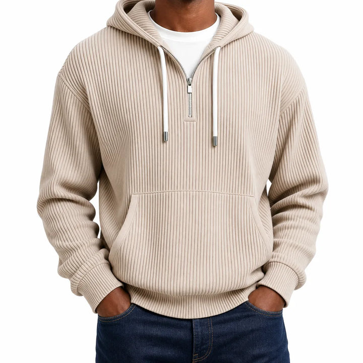 Jones Quarter Zip Hoodie - Color:Beige;Size:XS