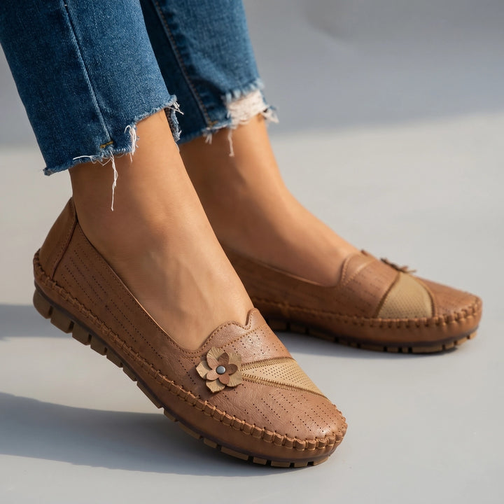 Jorja Floral Loafers - Color:Camel;Size:35