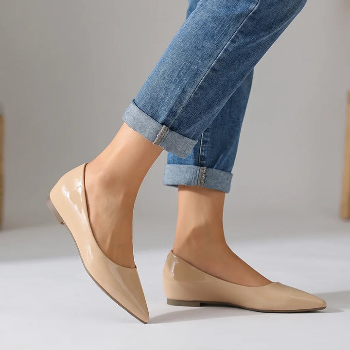 Josephina Pointed-Toe Flats - Color:Beige;Size:35