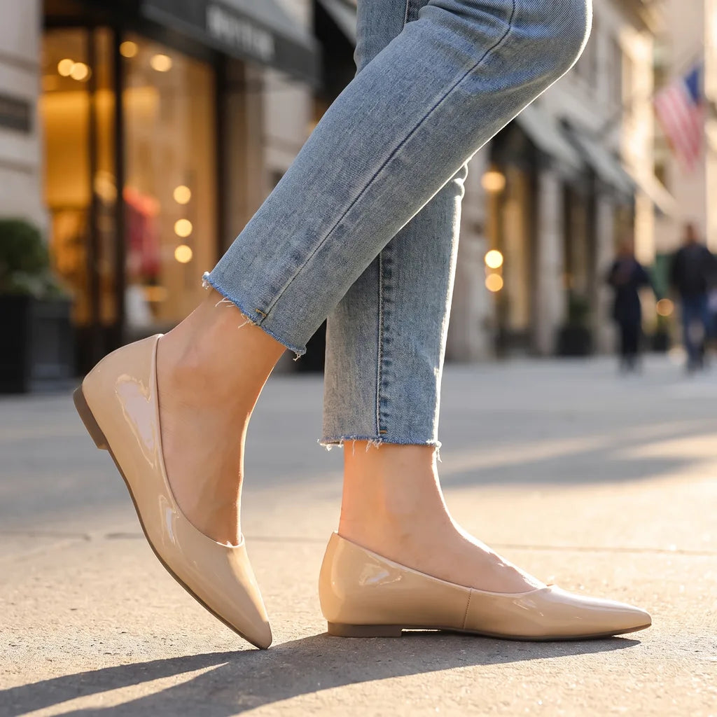 Women's Beige Whitcomb Pointed-Toe Flats