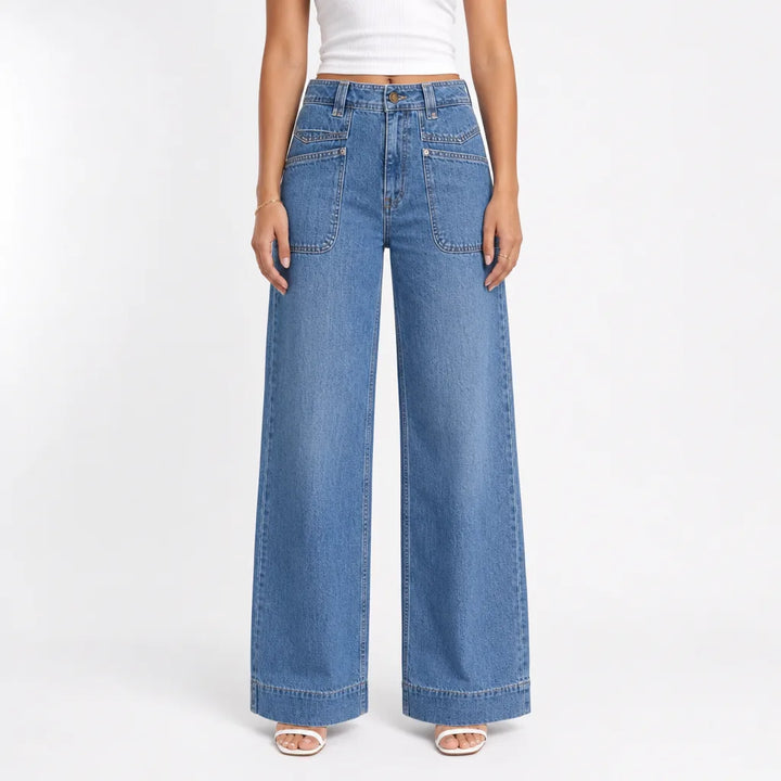 Women's Blue Josephine Cotton Wide Leg Jeans