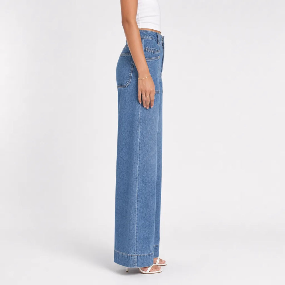 Women's Blue Josephine Cotton Wide Leg Jeans