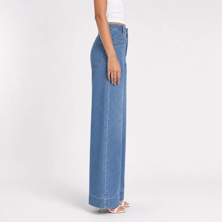 Women's Blue Josephine Cotton Wide Leg Jeans
